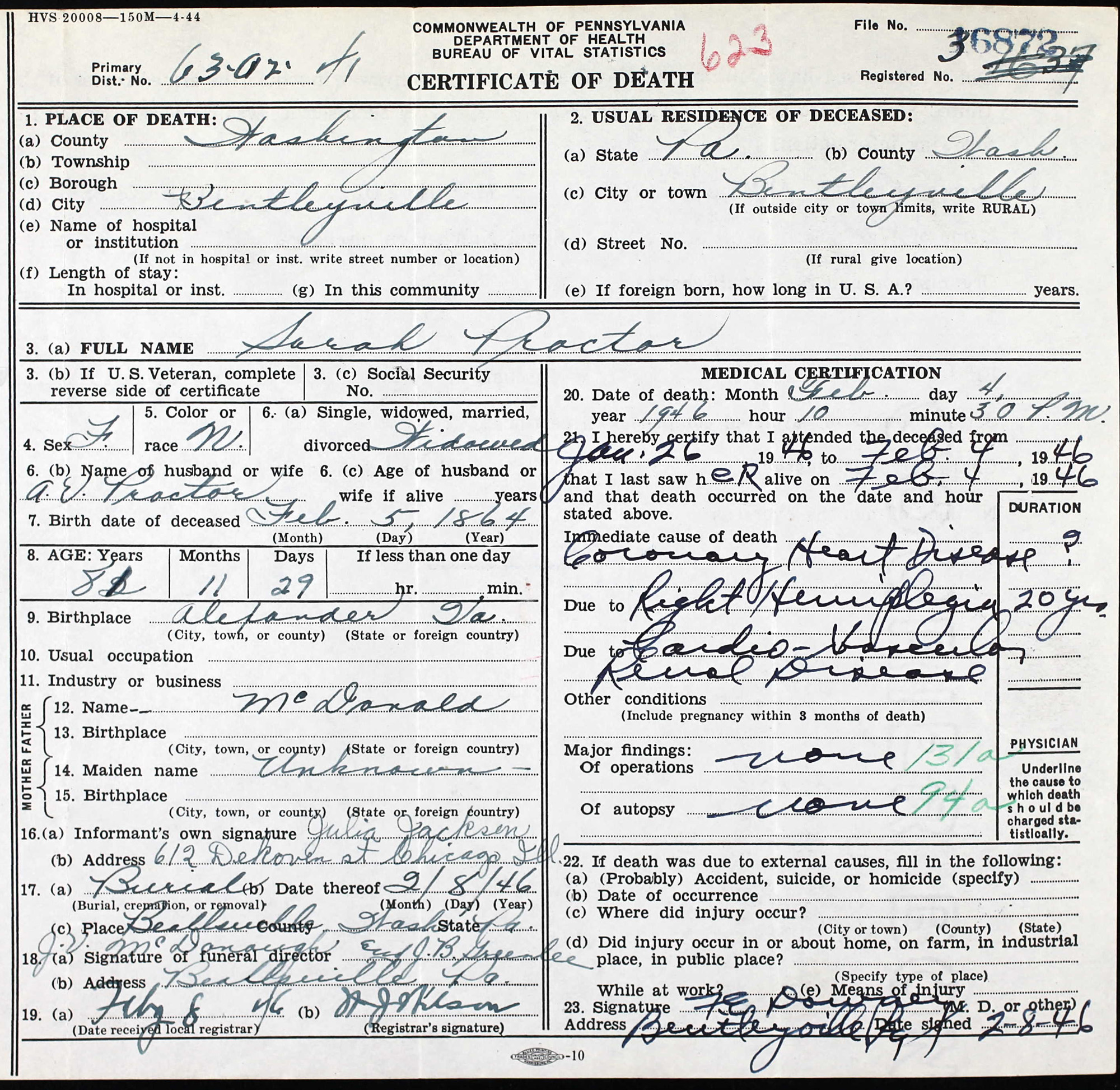 death certificate